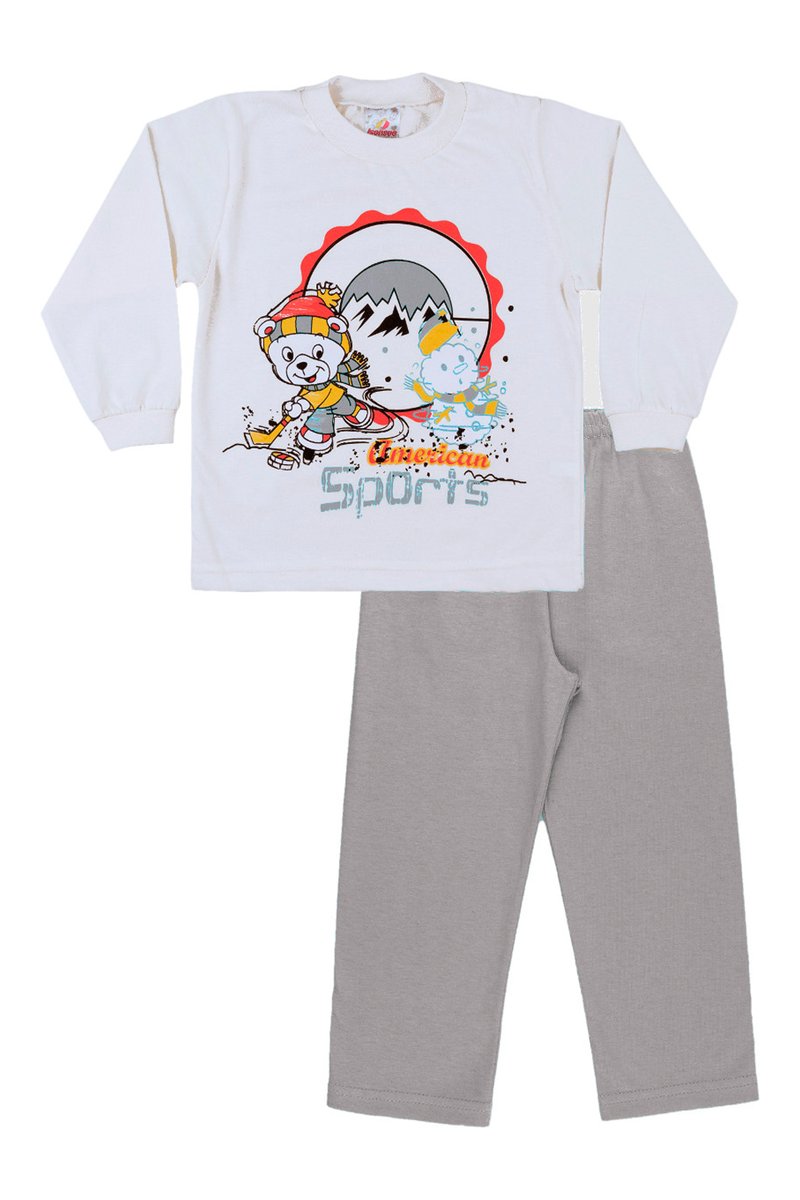 01 pijama longo infantil menino american sports branco isensee