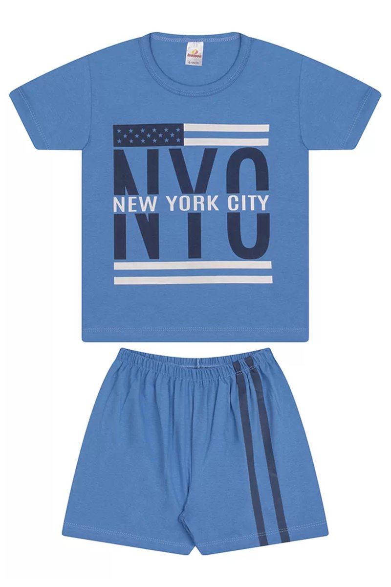 01 pijama curto infantil menino new york city azul isensee